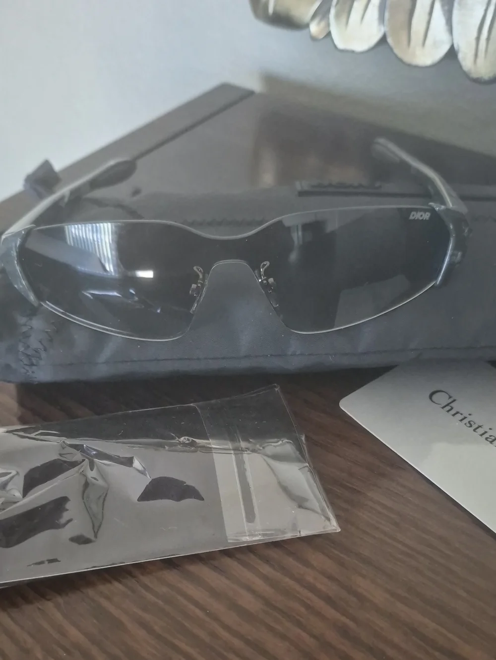 Dior Rimless Shield Sunglasses in Black Smoke